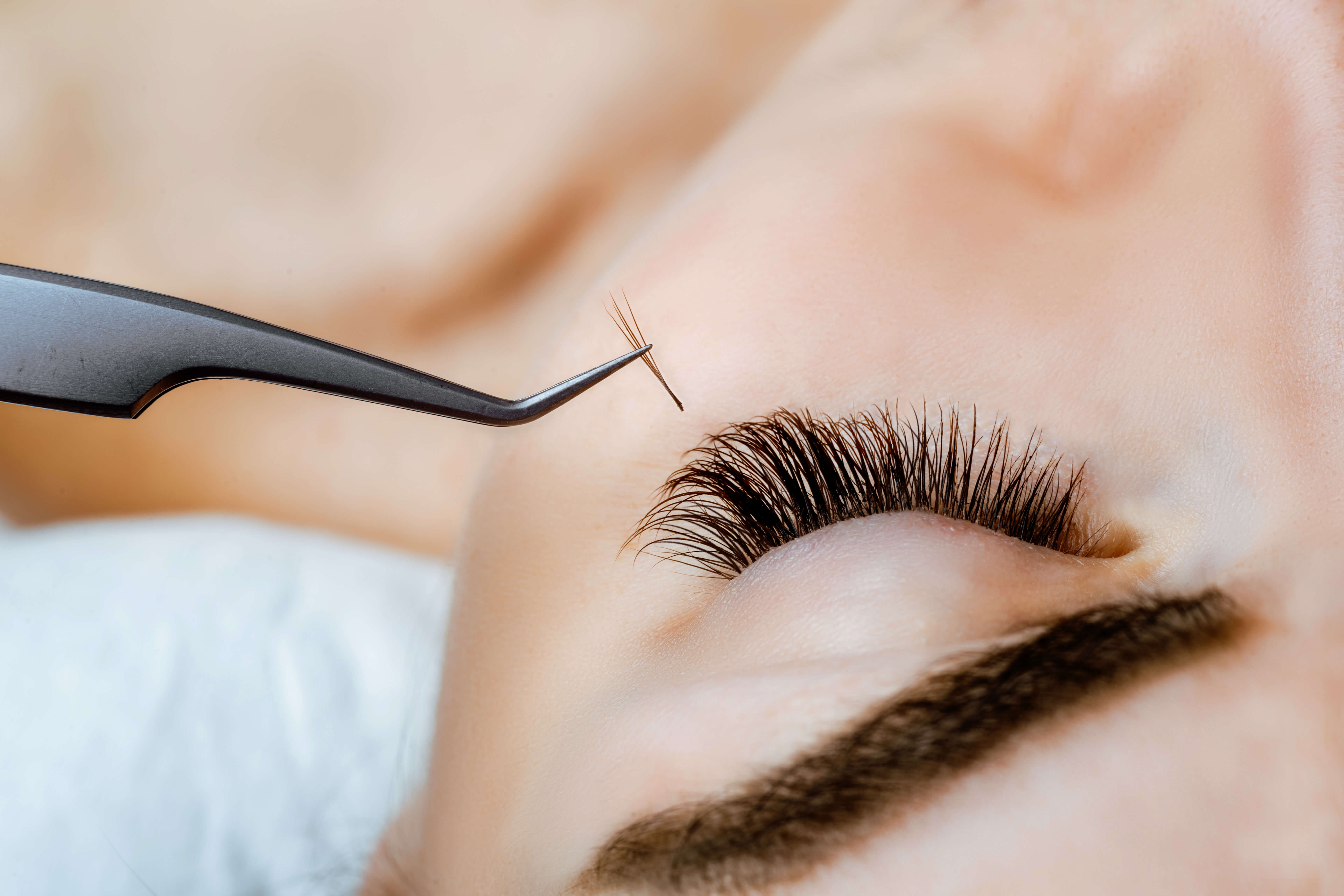 Lash and brow service close-up